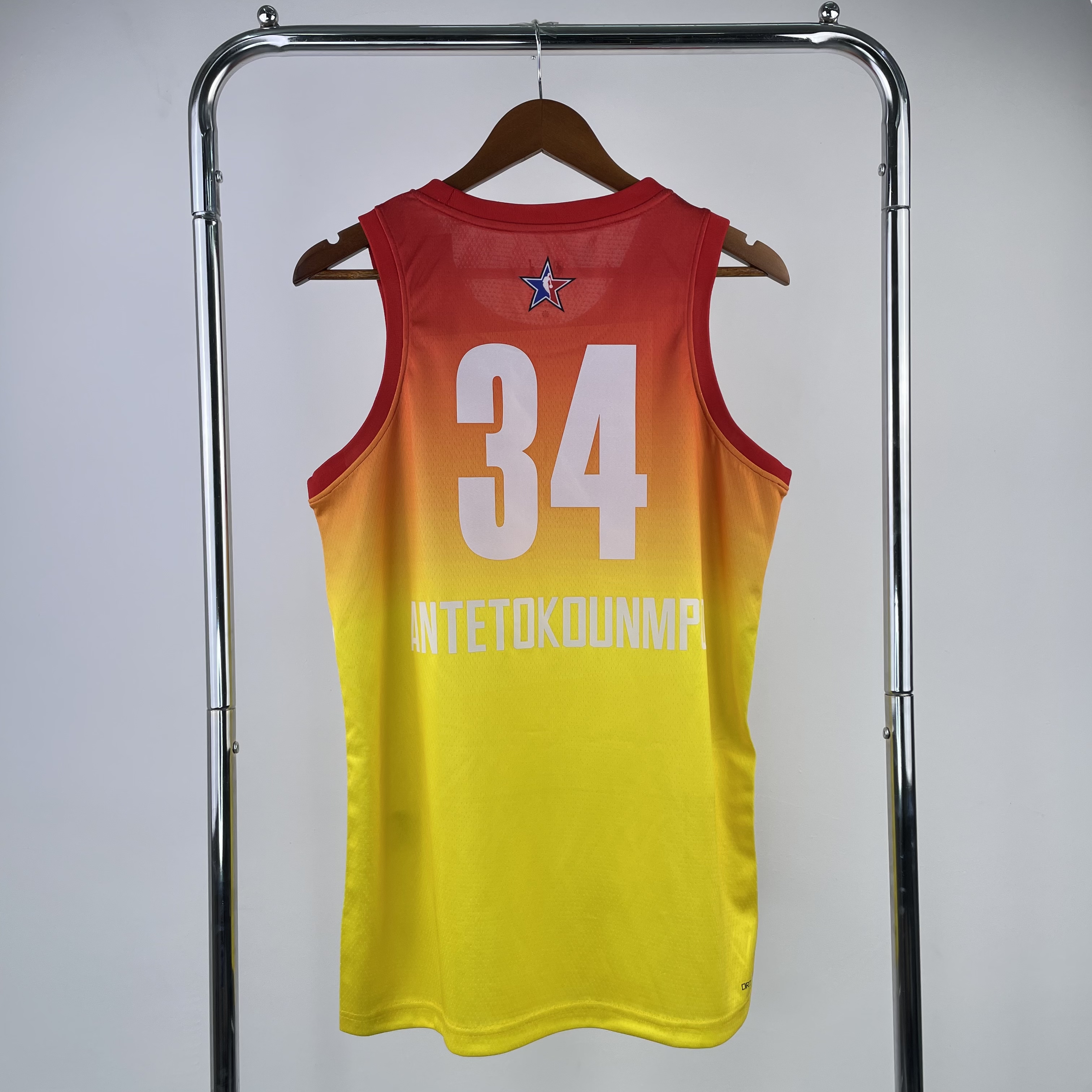 Men Milwaukee Bucks #34 Giannis Antetokounmpo Yellow All Star Jordan style Seasons 2023 NBA Jersey